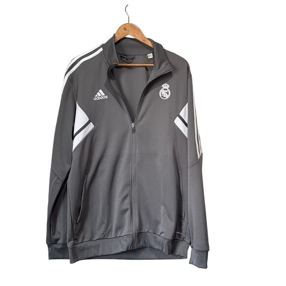 Adidas Real Madrid Zip Up Gray Training Track Jacket Size XLARGE - Picture 1 of 10